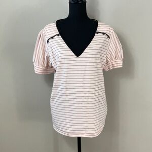 Karl Lagerfeld light pink black stripe tee